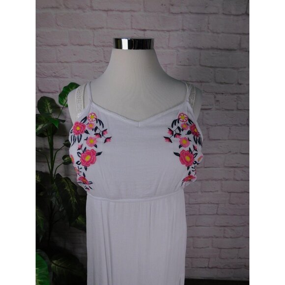 Kelly Renee Dress Womens XL White Embroidered Floral Maxi Boho Beach Sundress - Picture 6 of 10